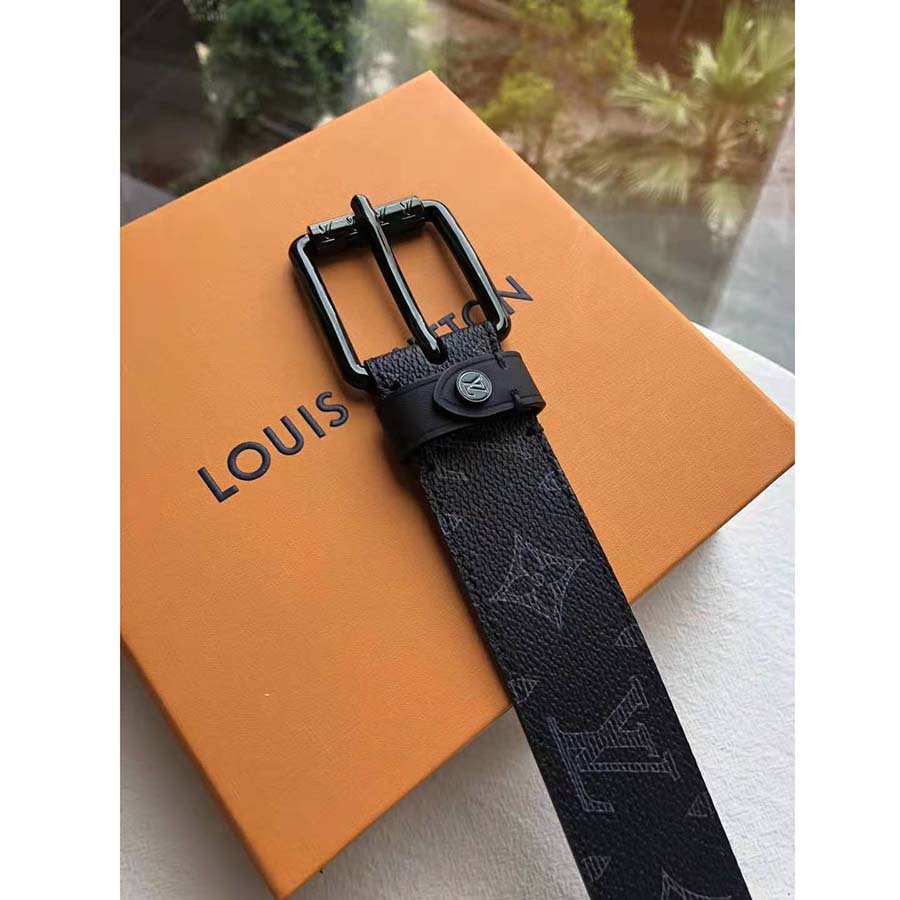 Louis Vuitton LV Unisex Voyager 35mm Belt in Monogram Eclipse Canvas - LULUX