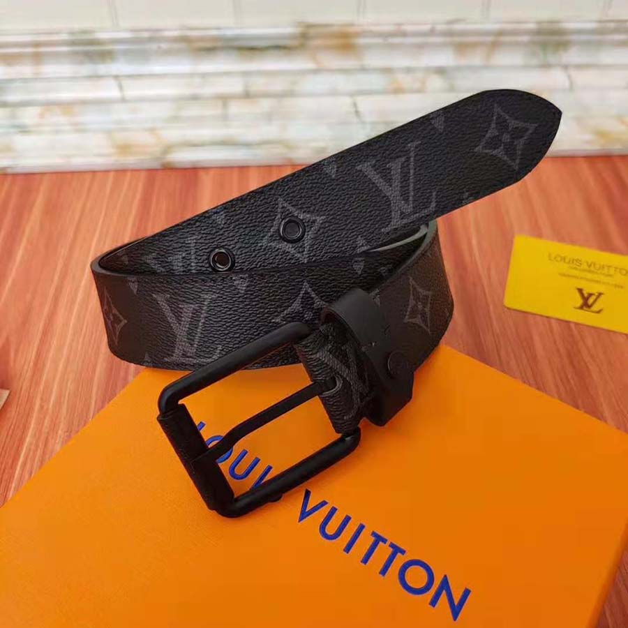Louis Vuitton LV Unisex Voyager 35mm Belt in Monogram Eclipse Canvas ...