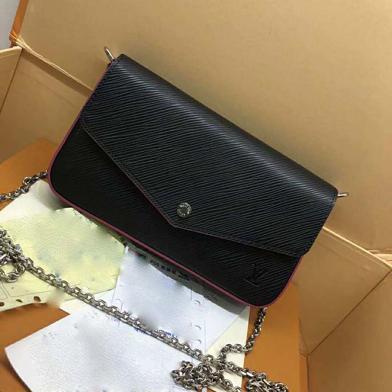 Louis Vuitton LV Women Félicie Pochette Bag in Elegant Black Leather - LULUX