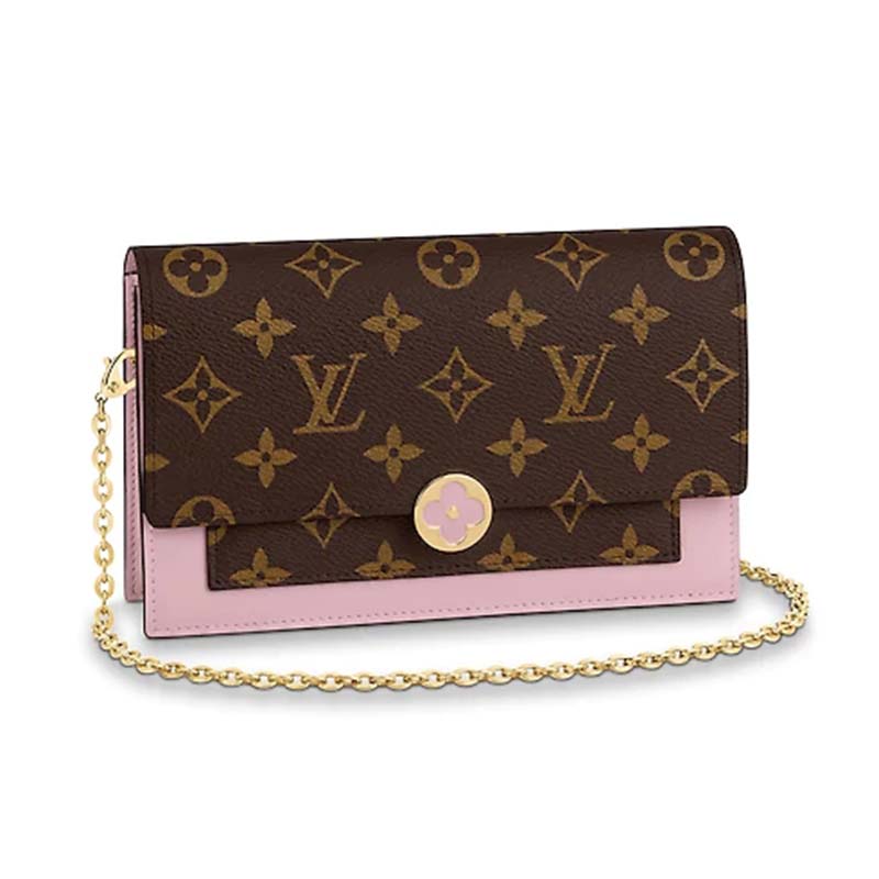 Louis Vuitton LV Women Flore Chain wallet in Monogram Coated Canvas and Calf Leather - LULUX