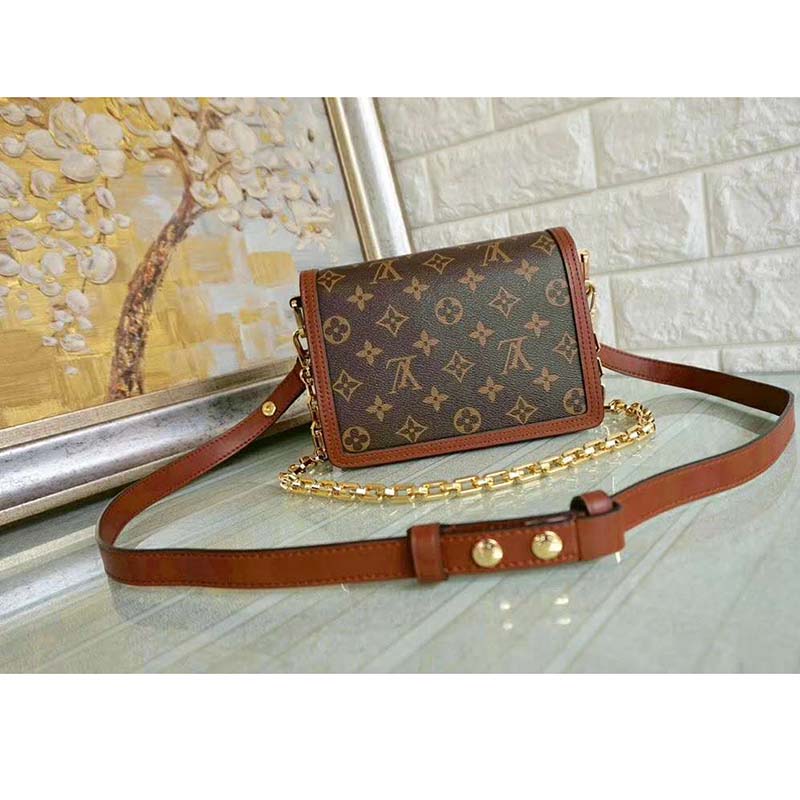 Louis Vuitton LV Women Mini Dauphine Handbag in Monogram Canvas-Brown - LULUX