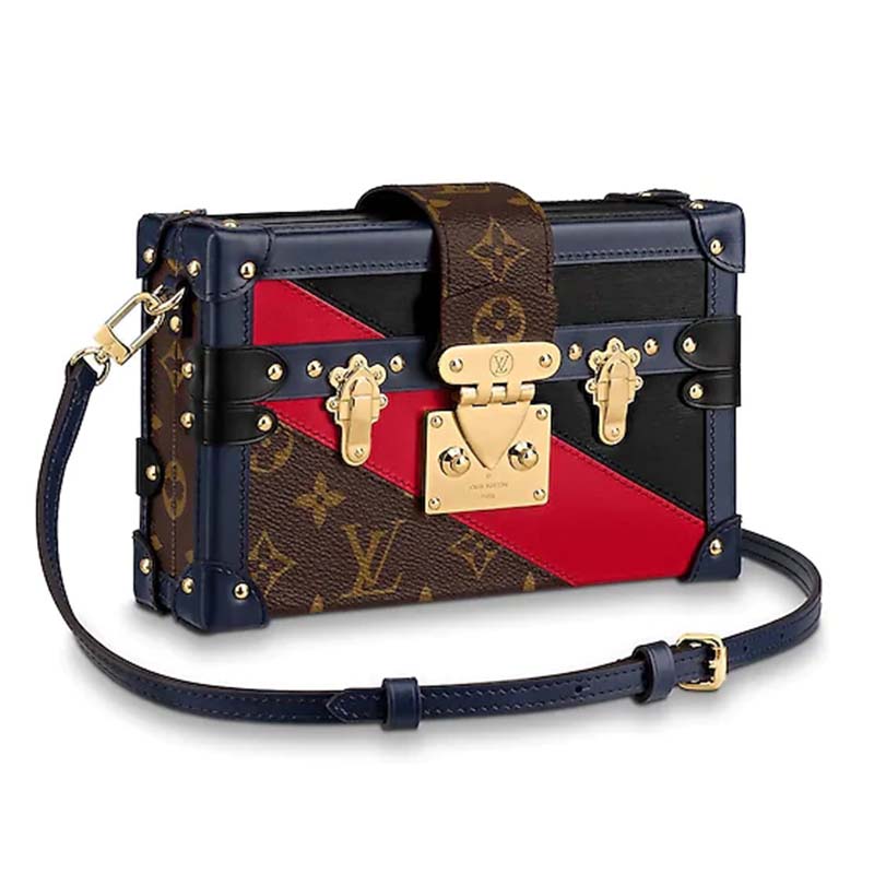 Louis Vuitton LV Women Petite Malle Handbag in Calf Leather and Monogram Coated Canvas - LULUX