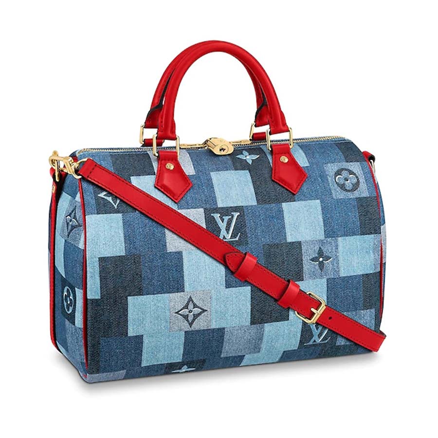Louis Vuitton LV Women Speedy Bandoulière 30 Bag in Monogram Denim Canvas-Blue - LULUX