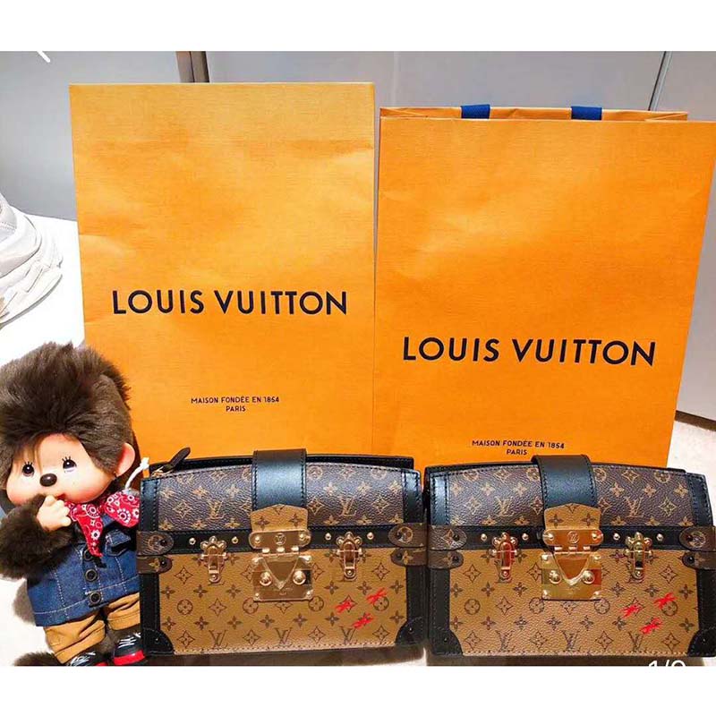Louis Vuitton LV Women Trunk Clutch Handbag in Monogram and Monogram Reverse Canvas - LULUX