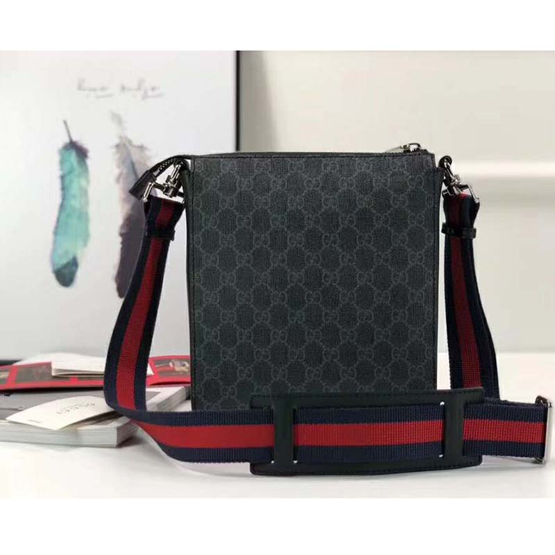 Gucci GG Men GG Black Small Messenger Bag Supreme Canvas - LULUX