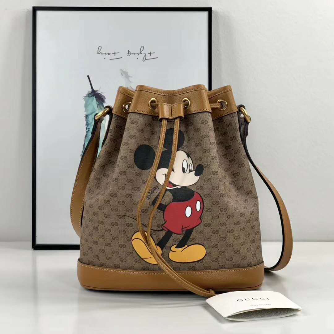Gucci X Disney Micro GG Canvas Mickey Mouse Bucket Bag (SHF-23268