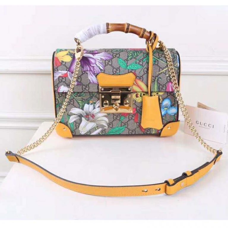 gucci floral padlock bag