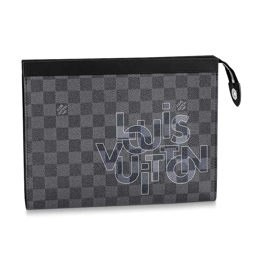 Louis Vuitton LV Men Pochette Voyage MM Damier Graphite Canvas-Grey - LULUX