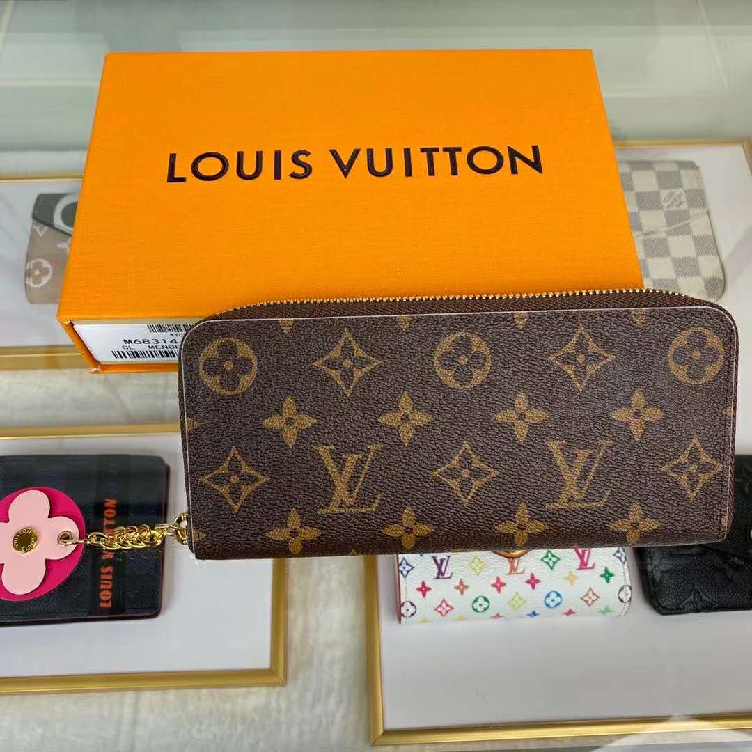 Louis Vuitton Clemence Womens Long Wallets, Brown, * Inventory Confirmation Required