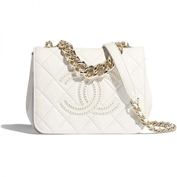 white chanel bag gold chain