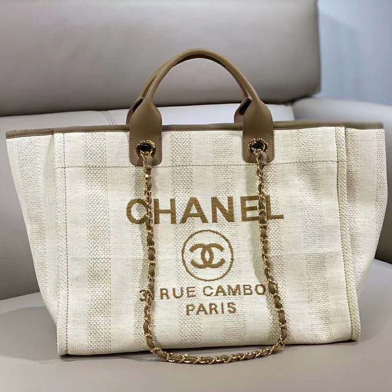 Chanel Women Shopping Bag in Mixed FibersBeige LULUX