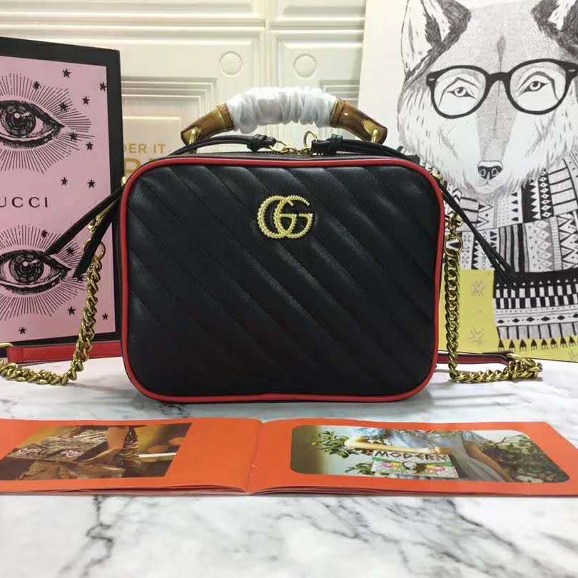 Gucci GG Women GG Marmont Small Shoulder Bag with Bamboo - LULUX