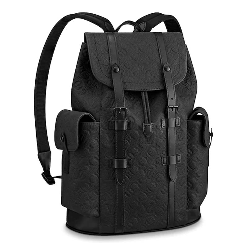 louis-vuitton leather black backpack for men