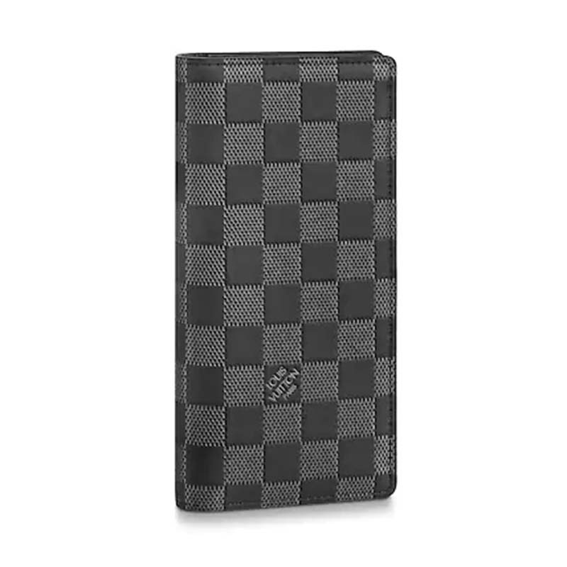 Louis Vuitton LV Unisex Brazza Wallet Damier Infini Onyx Silver Leather ...