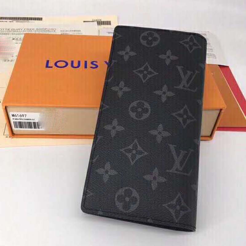 Louis Vuitton LV Unisex Brazza Wallet Monogram Eclipse Canvas-Grey - LULUX