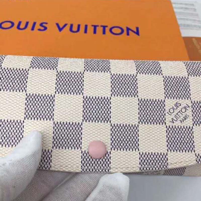 Louis Vuitton LV Women Emilie Wallet Damier Azur Canvas-Pink - LULUX