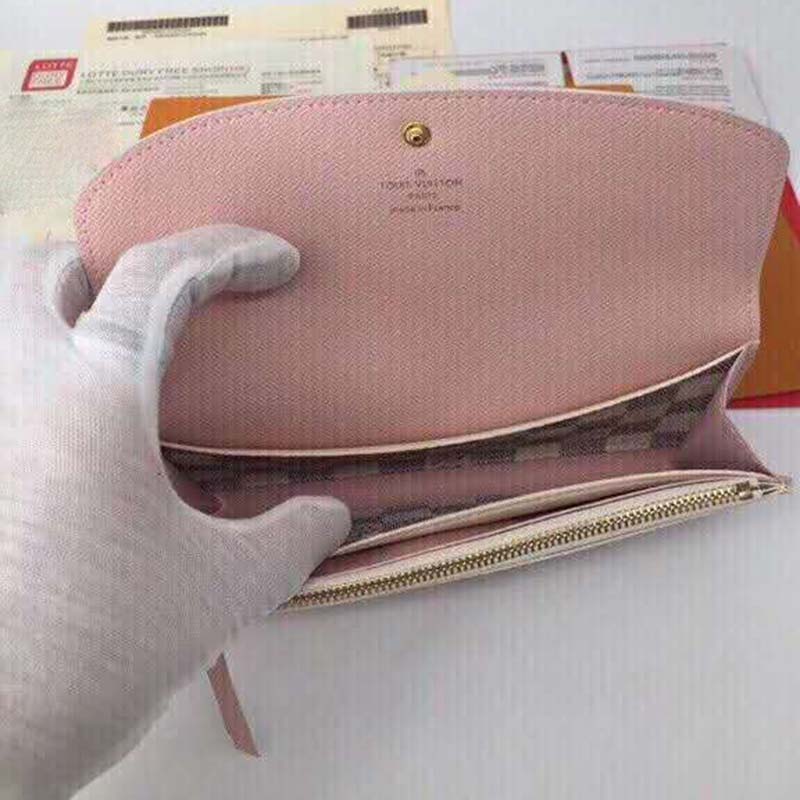 Preloved Emilie Damier Azur Wallet with pink interior SN4127