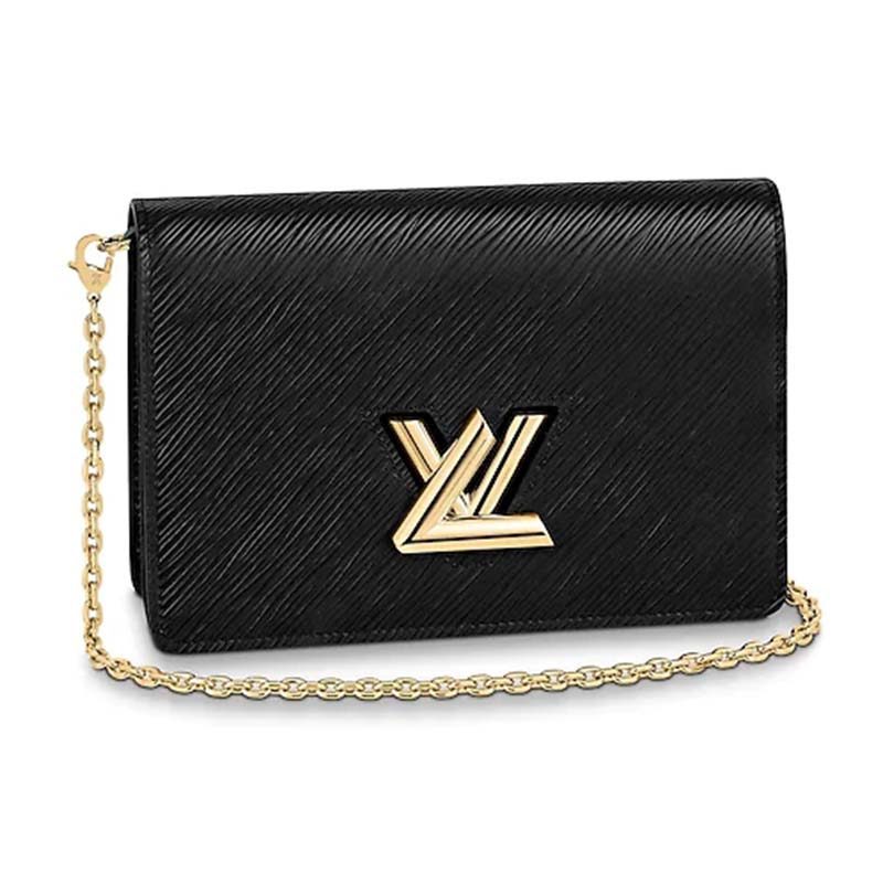 Louis Vuitton LV Women Twist Belt Chain Black Epi Leather -
