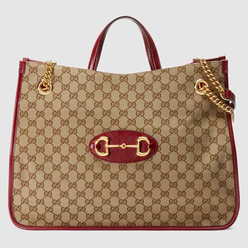 Gucci GG Unisex Gucci 1955 Horsebit Large Tote Bag-Red - LULUX