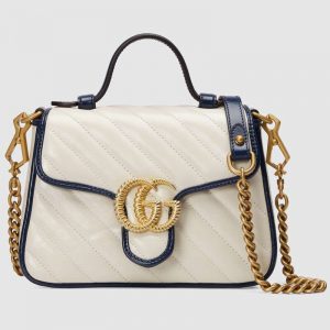 Gucci GG Women GG Marmont Mini Top Handle Bag-White