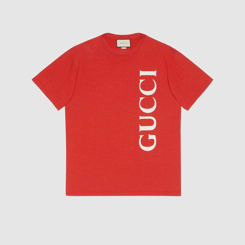 Gucci GG Women Gucci Print Oversize T-Shirt Red Cotton - LULUX