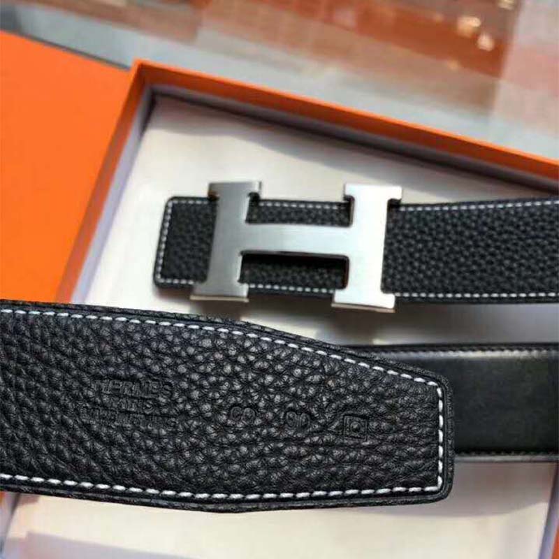 Hermes Men Quizz Belt Buckle & Reversible Leather Strap 32 mm-Silver ...