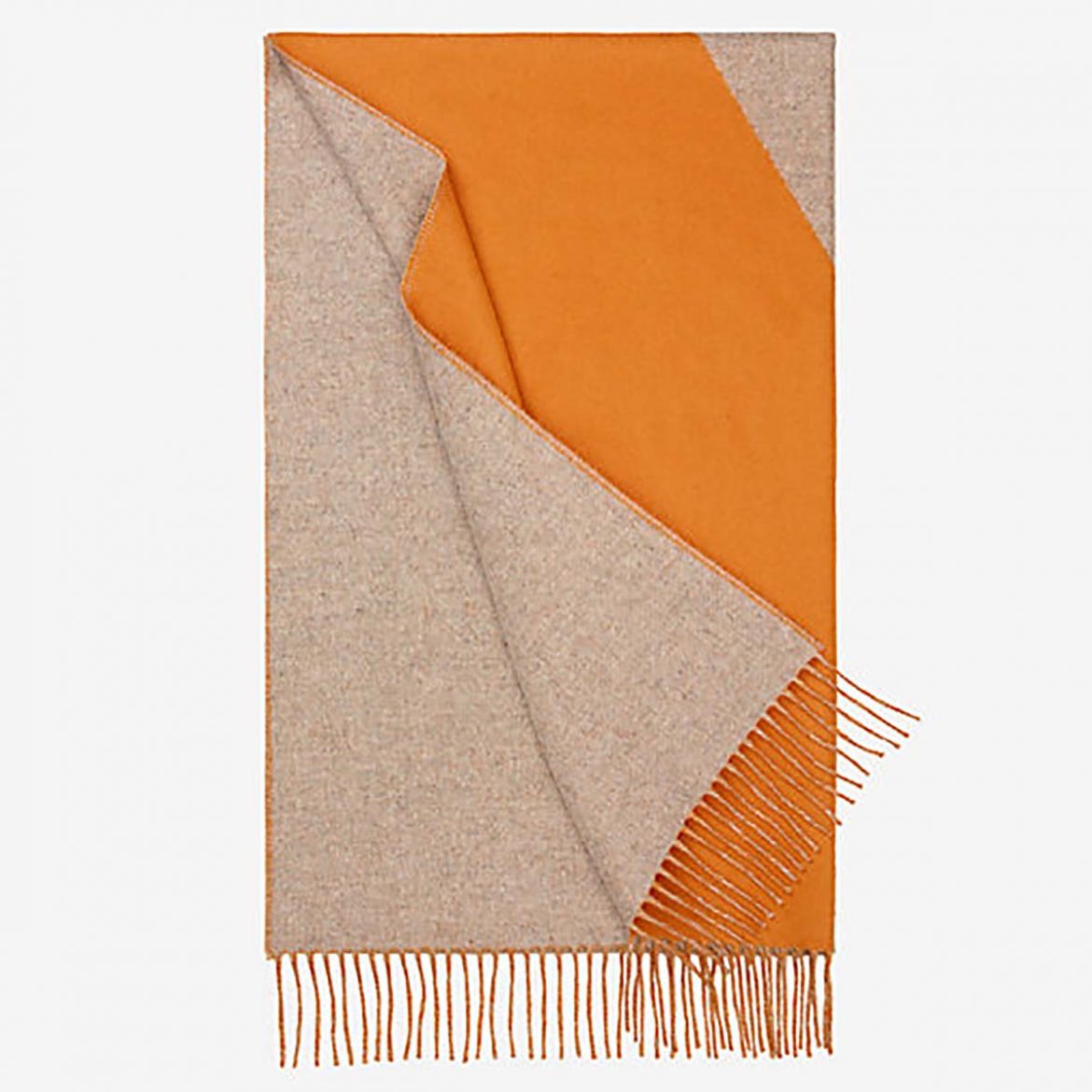 Hermes Women Casaque II Stole Double-Faced Cashmere Scarf-Orange