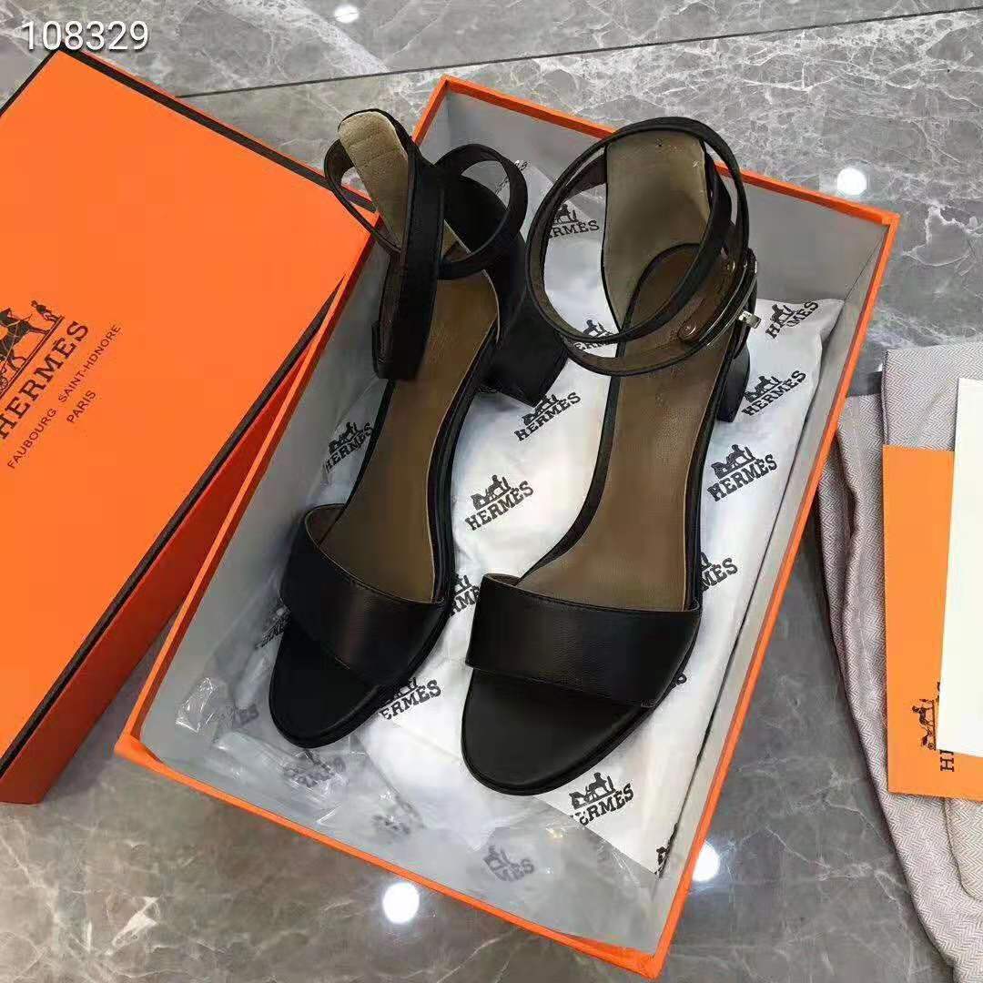 Hermes Women Shoes  Manege Sandal  5  1 cm  Heel Black LULUX