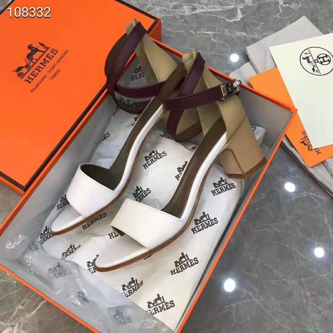 Hermes Women Shoes  Manege Sandal  5  1 cm  Heel White LULUX