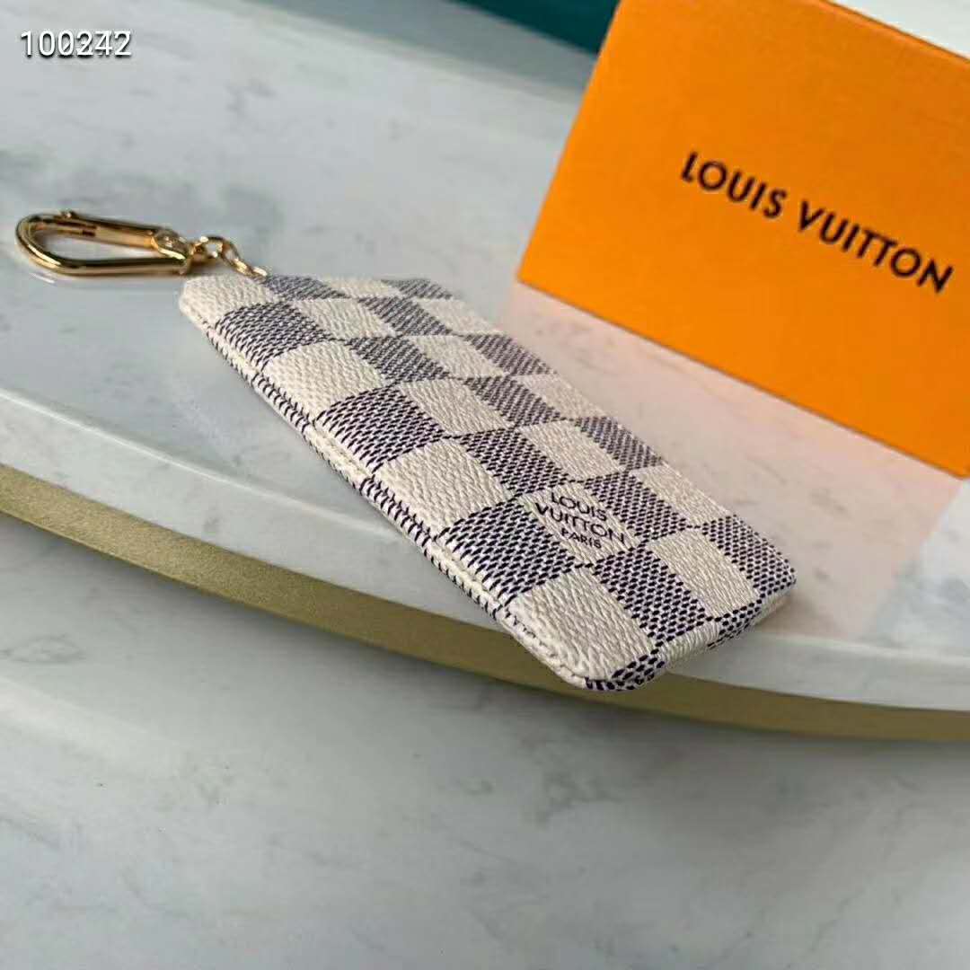Louis Vuitton LV Unisex Key Pouch Damier Azur Canvas-Grey - LULUX