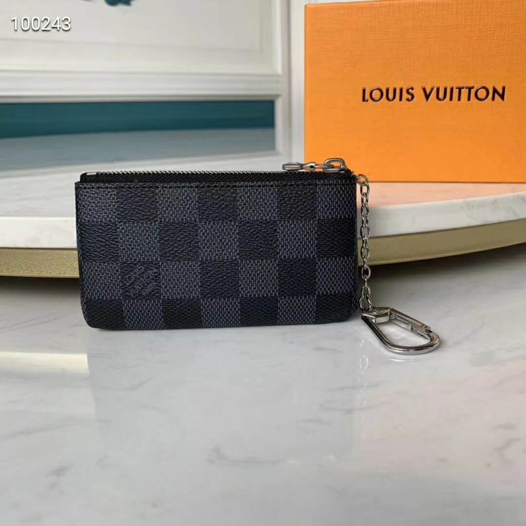Louis Vuitton LV Unisex Pochette Clé Key Pouch Damier Graphite Canvas - LULUX
