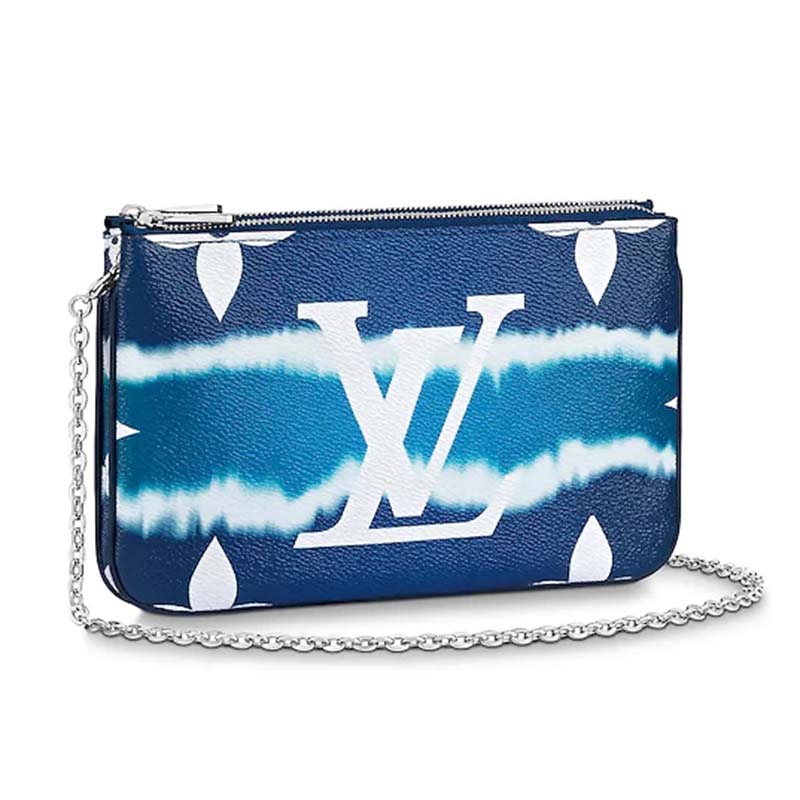 Louis Vuitton Lv Women Lv Escale Pochette Double Zip Blue Lulux