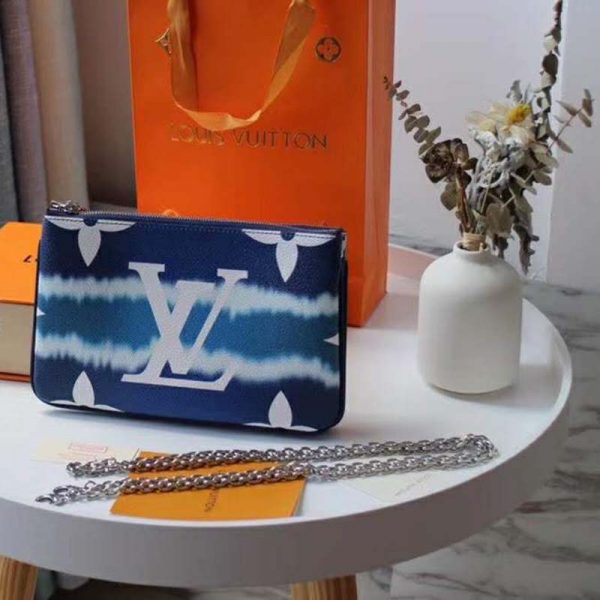 Louis Vuitton Lv Women Lv Escale Pochette Double Zip Blue Lulux