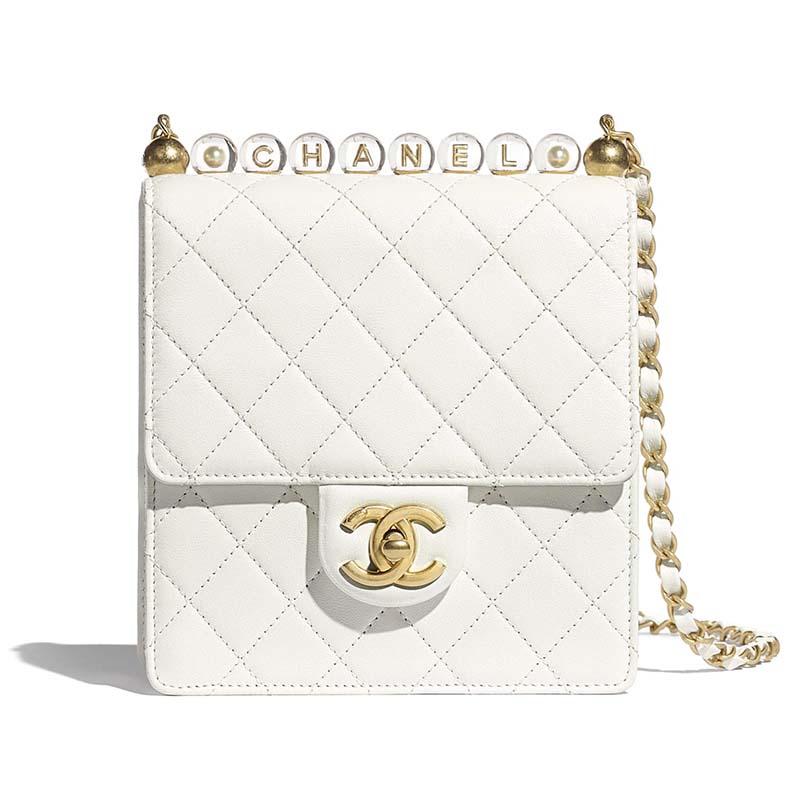 Chanel Women Flap Bag Goatskin Acrylic Beads & Gold-Tone Metal - Brandsoff