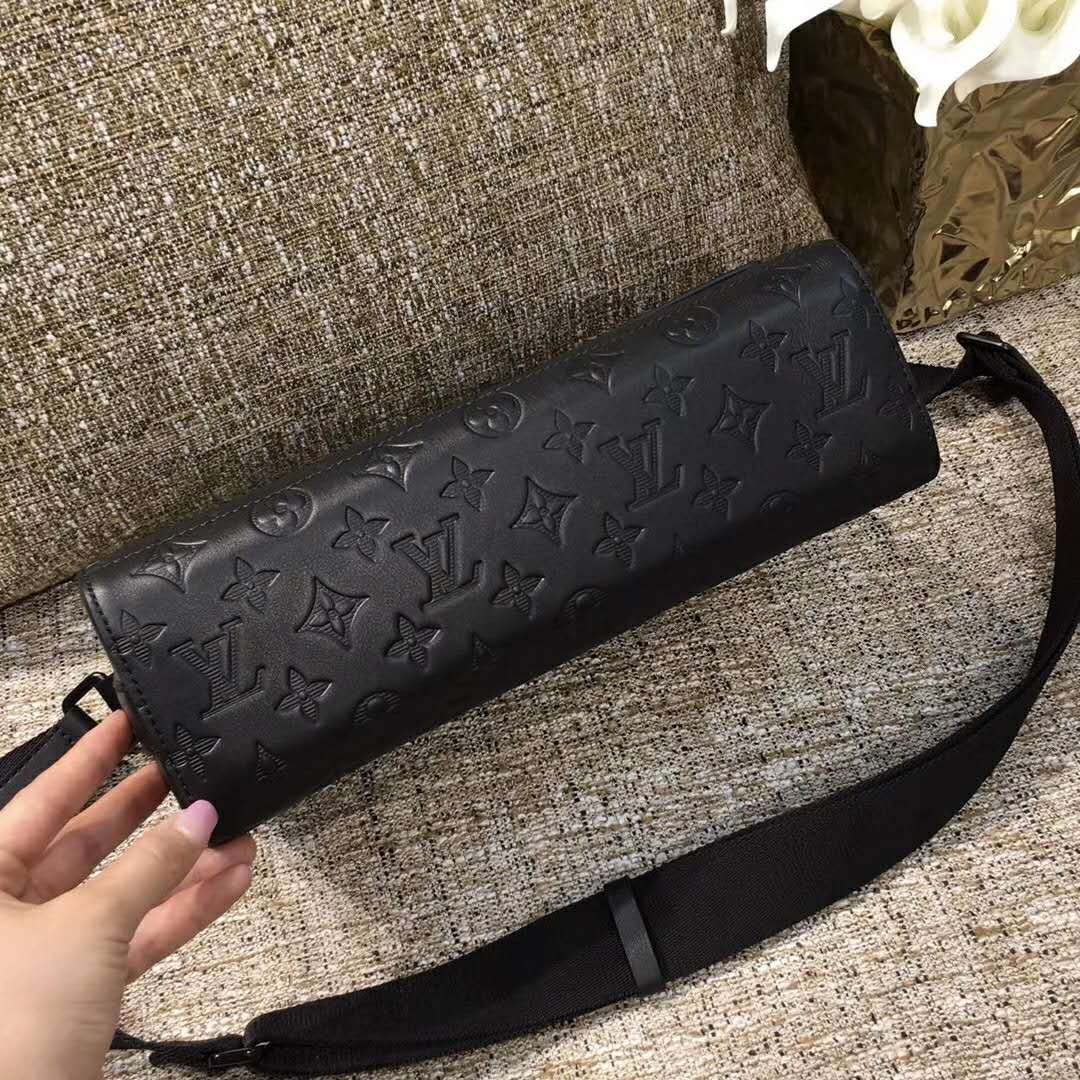 Louis Vuitton Sprinter Messenger Bag Monogram Shadow Leather Black