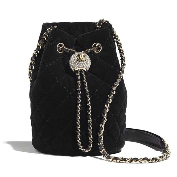 chanel velvet bucket bag