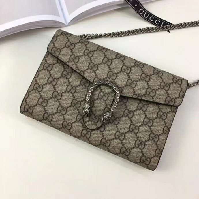 Gucci GG Women Dionysus Super Mini Leather Bag GG Supreme Canvas - LULUX
