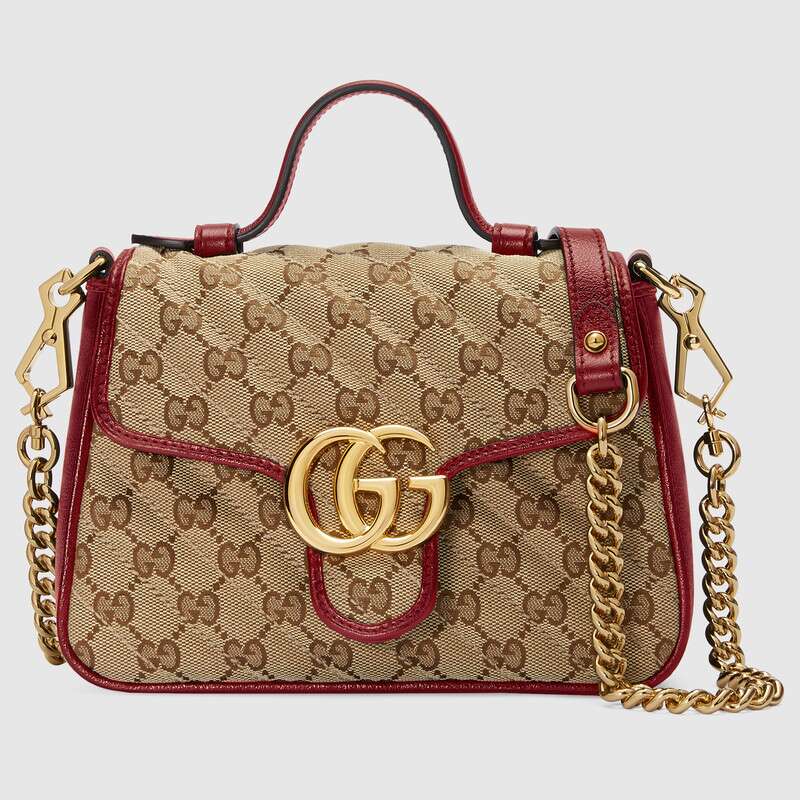 Gucci Women GG Marmont Mini Top Handle Bag Matelassé Original Canvas ...