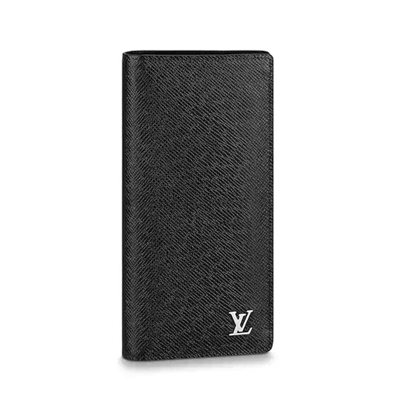 Louis Vuitton LV Unisex Brazza Wallet Taiga Cowhide Leather-Black - LULUX