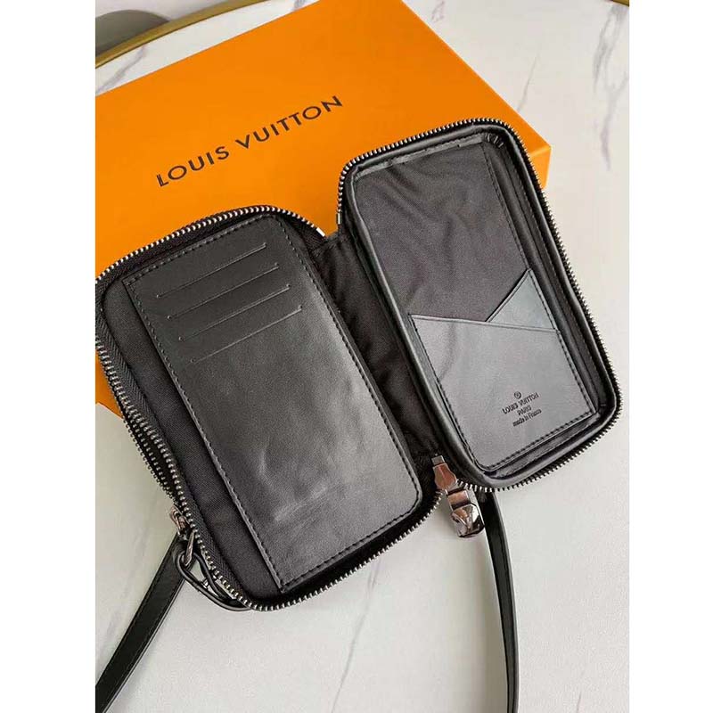 Louis Vuitton LV Unisex Double Phone Pouch Monogram Eclipse Canvas - LULUX