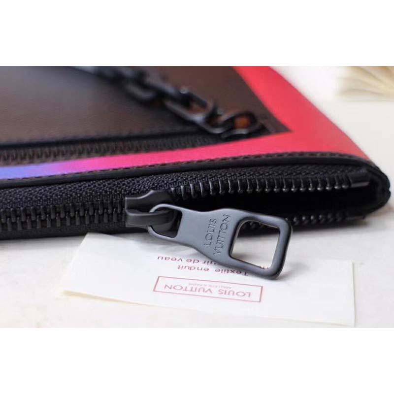 Louis Vuitton LV Unisex Pochette A4 Wallet Black Taiga Leather - LULUX