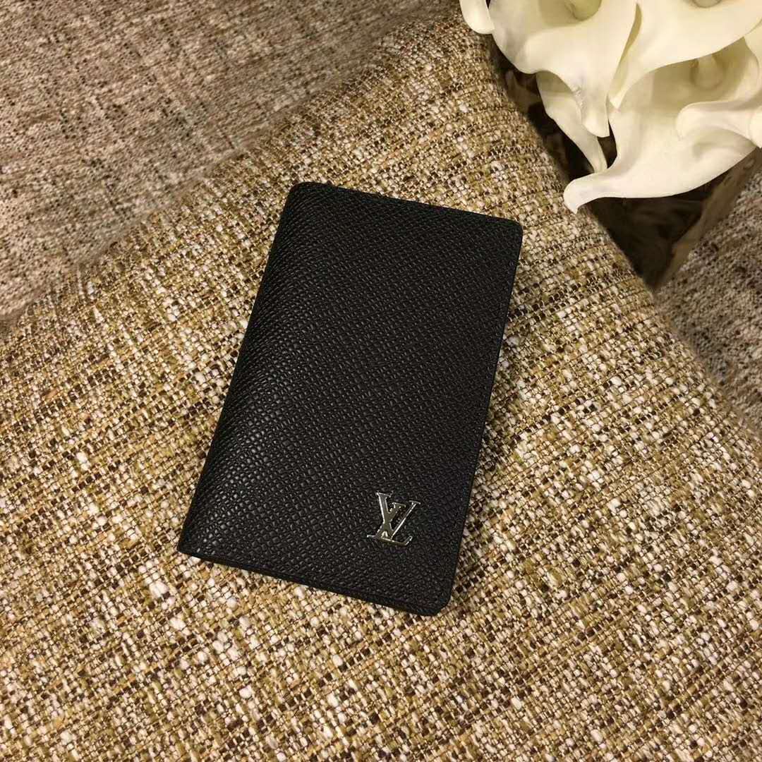 Louis Vuitton LV Unisex Pocket Organizer Taiga Cowhide Leather-Black ...