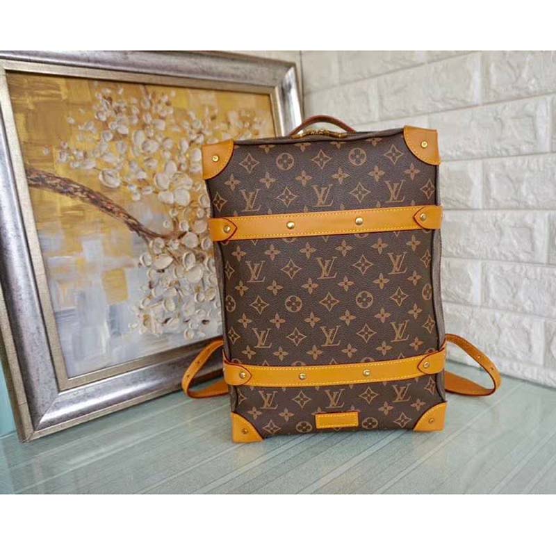 Louis Vuitton Soft Trunk Backpack Bag Charm and Key Holder Brown in Canvas