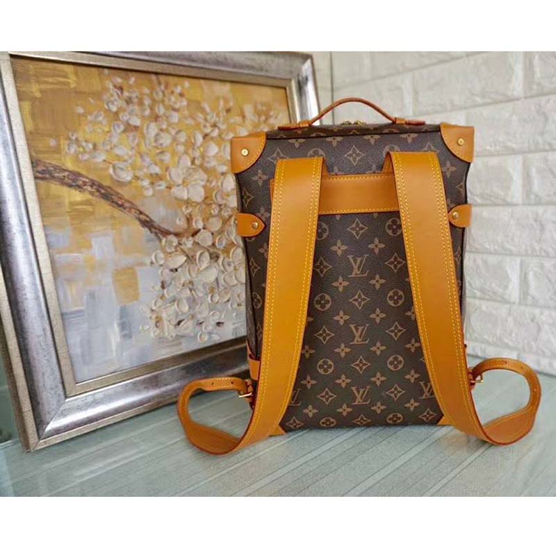 Louis Vuitton Soft Trunk Backpack Bag Charm and Key Holder Brown in Canvas