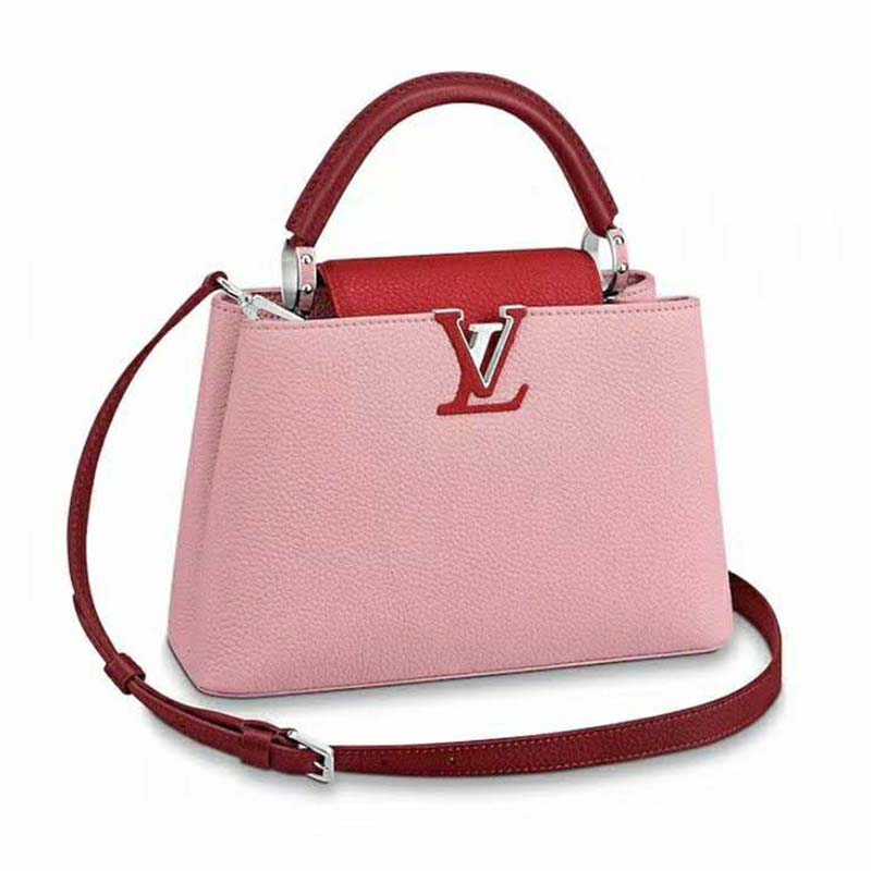 Réplica Louis Vuitton Capucines PM Bolso Asa trenzada y correa M55084 Rosa  para la venta con precio barato en la tienda de bolsos falsos