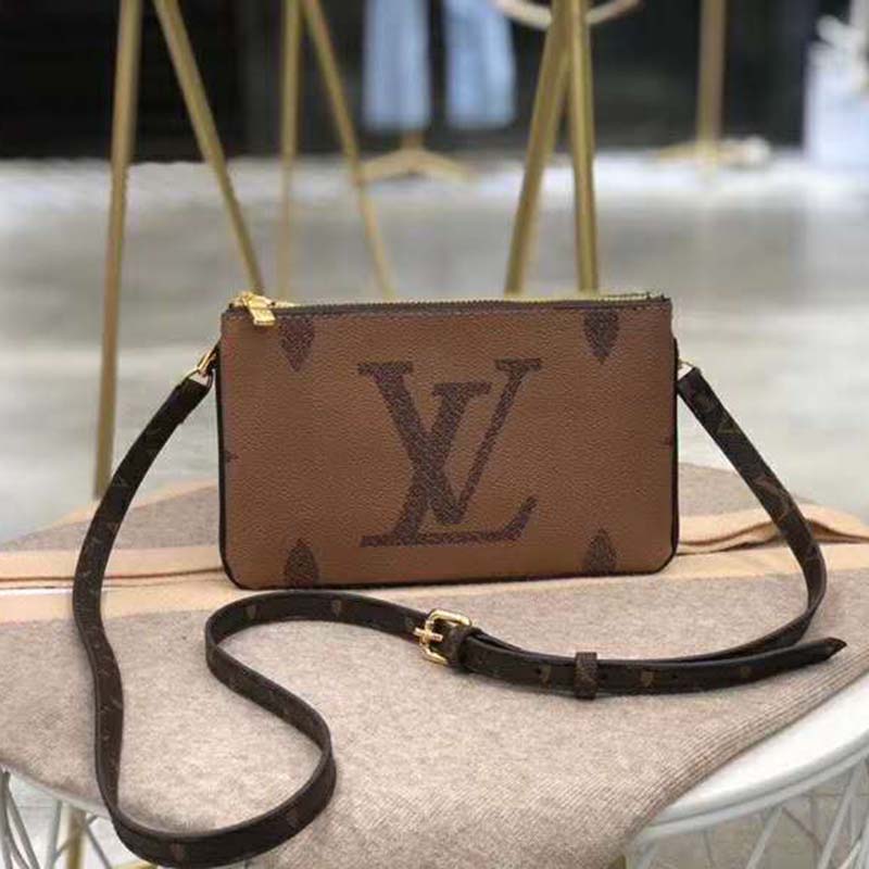 Louis Vuitton LV Women Double Zip Pochette Monogram Giant Reverse ...