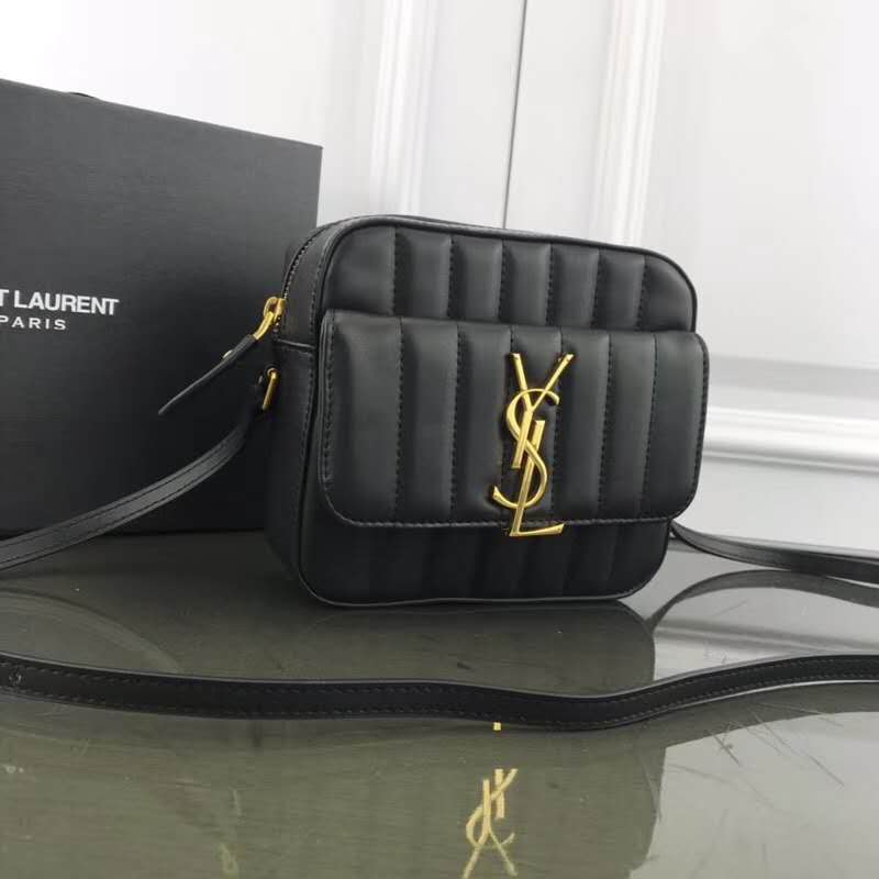 Saint Laurent YSL Women Vicky Camera Bag in Quilted Lambskin-Black - LULUX