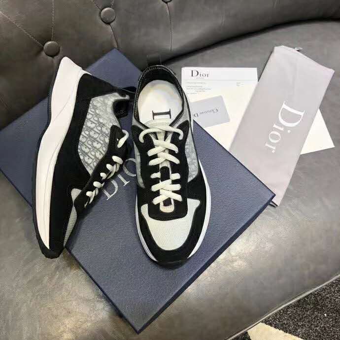 Dior Unisex B25 Runner Sneaker Black Dior Oblique Canvas and Suede - LULUX
