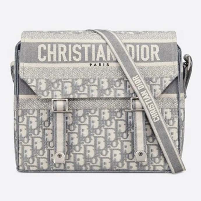 Christian Dior Vintage Grey Logo Canvas Small Messenger Crossbody Bag Cloth  ref.624628 - Joli Closet