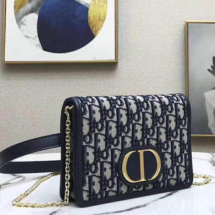 ✖️SOLD✖️ Dior 2-in-1 30 Montaigne Pouch / WOC in Navy Oblique Canvas GHW